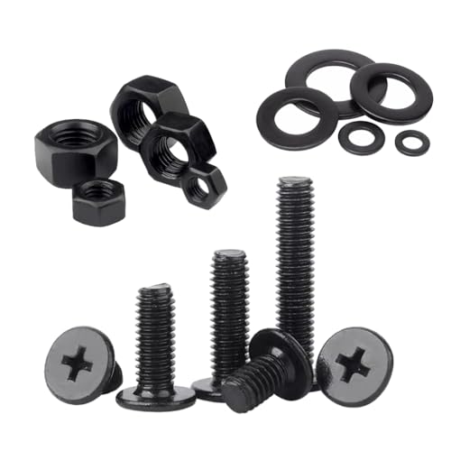 Foyoram M3x3mm Waferkopfschrauben mit Kreuzschlitz 40-stk Schwarz Edelstahl und Muttern Flache Scheibe Flachkopfschraube mit Kreuzschlitz und Großem Kopf Maschinenschrauben (M3 x 3 mm) von Foyoram