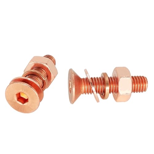 Foyoram M4x12mm Pures Kupfer Senkschrauben mit Innensechskant Scheibe Federringe Muttern 5 Sätze T2 Copper Hexagon Socket Countersunk Head Screws Plain Spring Washers Hex Nuts 5 Sets (M4 x 12 mm) von Foyoram