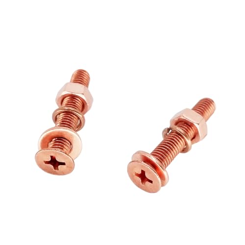 Foyoram M5x30mm Reinkupfer Senkkopfschrauben mit Kreuzschlitz Scheibe Federringe Muttern 5 Sätze T2 Kupfer Countersunk Head with Phillips Screws Washers Hex Nuts 5 Sets (M5 x 30 mm) von Foyoram