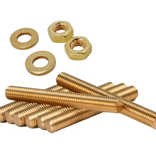Foyoram M6x30mm Gewindebolzen Metrisches Gewinde 4 Stück M6 Scheibe 8 Stück M6 Muttern 8 Stück Gewindestangen Threaded Rods Stud Bolts Messing CuZn40Pb2 (M6 x 30 mm) von Foyoram