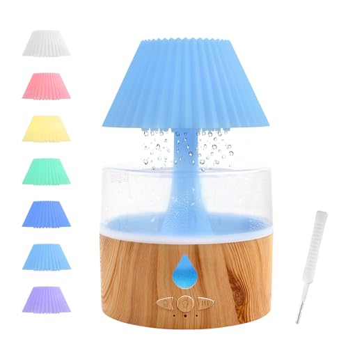 Foyucool Regenwolken Luftbefeuchter, 3 in 1 Aroma Diffuser/Luftbefeuchter/7 Farben LED Nachtlicht, Raumbefeuchter Schlafzimmer, Simuliert Fallende Regentropfen, zum Schlafen, Entspannen, Regenschirm von Foyucool
