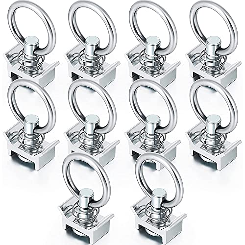 Fozriybefy 10 StüCk Single Stud Armaturen L Track 4.000LB KapazitäT mit Rostfreiem Stahl Rund Ring Aluminium Keeper Cargo Steuerung von Fozriybefy
