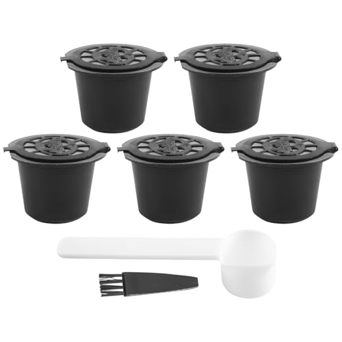 Fozriybefy 5 Wiederverwendbare Kapseln NachfüLlbarer Kaffee Kapsel Filter mit Kaffee Maschinen mit Kaffee BüRste von Fozriybefy