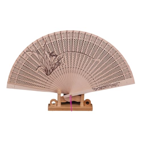 Exquisites chinesischer Kultur-Handventilator, dekorativer Holz-Faltventilator mit detaillierter Schnitzerei für und Dekorationen. Dekorativer Ventilator von Fpbiagoq