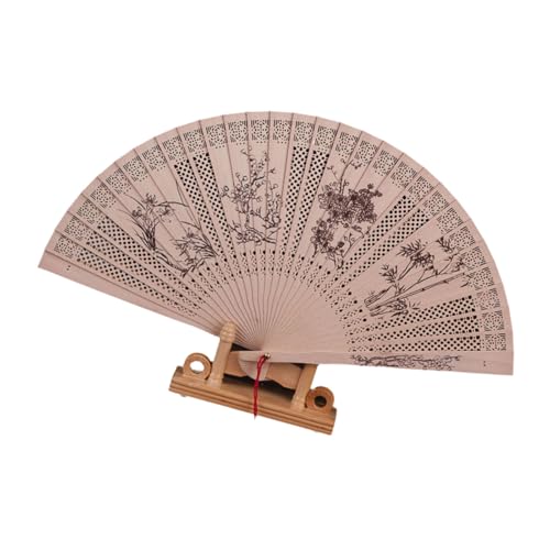 Exquisites chinesischer Kultur-Handventilator, dekorativer Holz-Faltventilator mit detaillierter Schnitzerei für und Dekorationen. Dekorativer Ventilator von Fpbiagoq