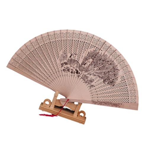 Exquisites chinesischer Kultur-Handventilator, dekorativer Holz-Faltventilator mit detaillierter Schnitzerei für und Dekorationen. Dekorativer Ventilator von Fpbiagoq