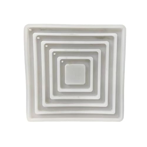 Fpbiagoq 5-in-1-Silikonform mit quadratischen Anhängern zum Aufhängen von Wanddekorationen, 5-in-1-Quadrat-Harzformen für von Fpbiagoq