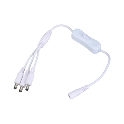 Fpbiagoq DC5521 Y-Splitter-Stromkabel, 5,5 x 2,1 mm Buchse auf 3 Stecker, Verlängerungsschalter für CCTV-LED-Licht von Fpbiagoq