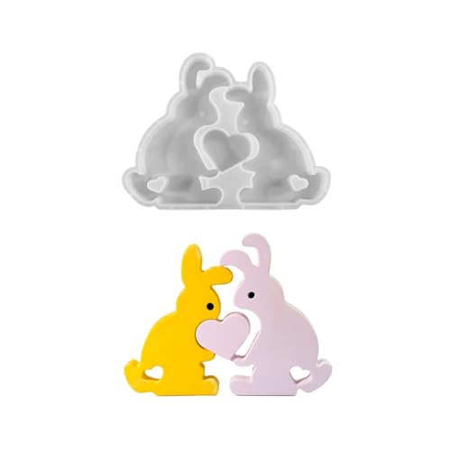 Fpbiagoq Hasen mit Herz Kerzenformen Gussformen Schöne Tier-Silikonform Osterornamentformen für von Fpbiagoq