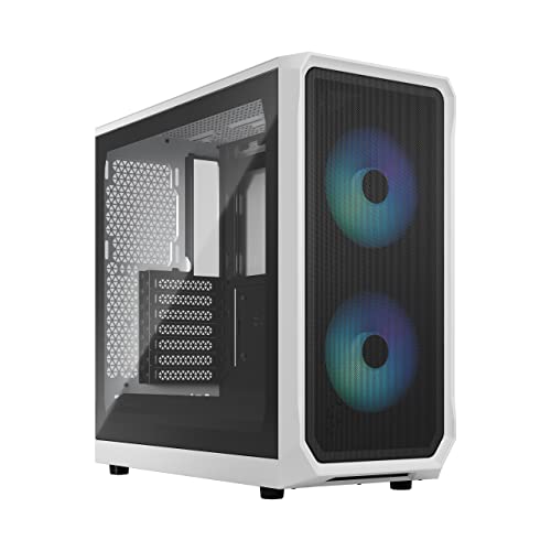 Fractal Design Focus 2 RGB White -Tempered Glass Clear Tint - Mesh Front – Two 140 mm RGB Aspect Fans Included - ATX Gaming Case von Fractal Design