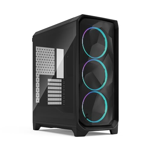 Fractal Design Meshify 3 Black RGB TG Light Tint - Gaming Computer-Gehäuse – Facetten-Mesh-Front – DREI RGB Momentum 14 Lüfter enthalten - E-ATX/ATX/mATX Unterstützung von Fractal Design