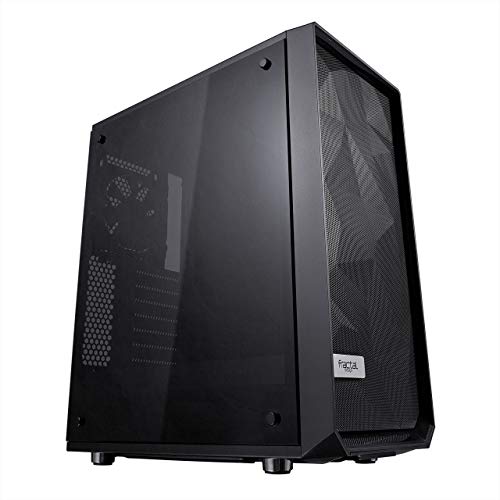 Fractal Design Meshify C - Compact Computer Case - High Performance Airflow/Cooling - 2X Fans Included - PSU Shroud - Modular Interior - Water-Cooling Ready - USB3.0 - Tempered Glass - Blackout von Fractal Design