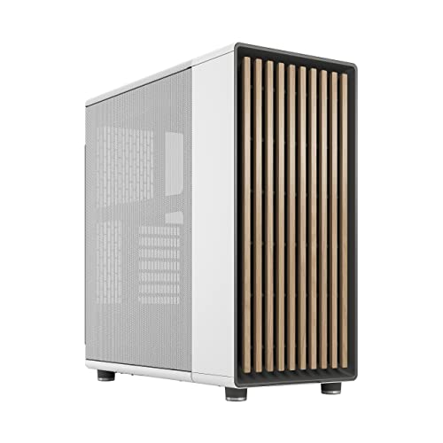 Fractal Design North Chalk White - Front aus Eichenholz – Seitenteile aus Mesh – Zwei 140-mm-Aspect-PWM-Lüfter enthalten – Intuitives Innenraum-Layout – ATX Mid-Tower PC-Gehäuse für Gaming von Fractal Design