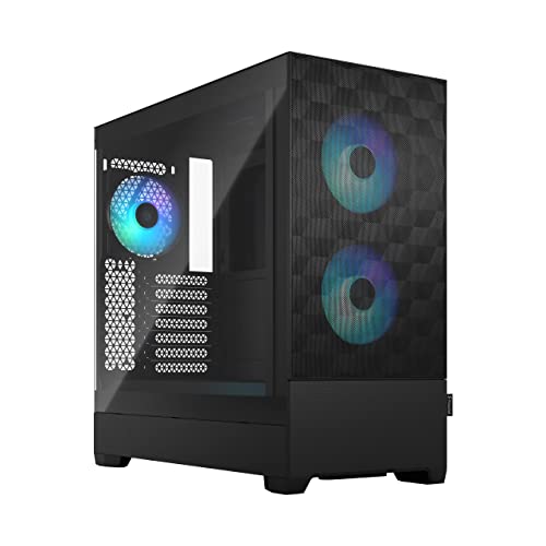 Fractal Design Pop Air RGB Black - Tempered Glass Clear Tint - Honeycomb Mesh Front – TG Side Panel - Three 120 mm Aspect 12 RGB Fans Included – ATX High Airflow Mid Tower PC Gaming Case von Fractal Design