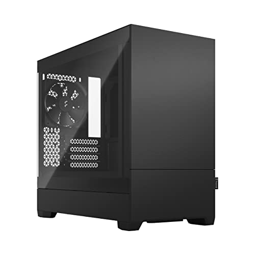 Fractal Design Pop Mini Silent Black - Tempered Glass Clear Tint - Bitumen Panel and Sound-dampening Foam – TG Side Panel - Three 120 mm Aspect 12 Fans Included – mATX Silent PC Case von Fractal Design