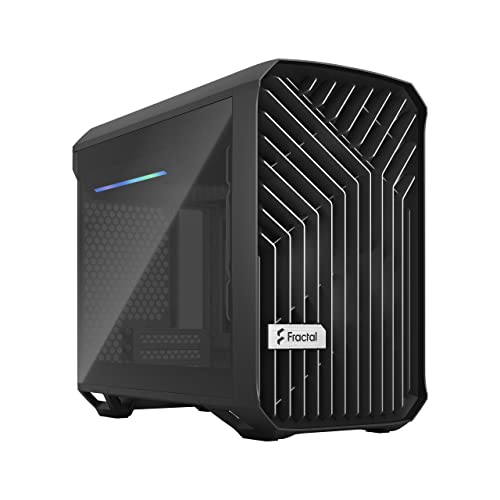 Fractal Design Torrent Nano Black - Dark Tint Tempered Glass Side Panels - Open Grille for Maximum air Intake - 180mm PWM Fan Included - Type C - mITX Airflow Mini Tower PC Gaming Case von Fractal Design