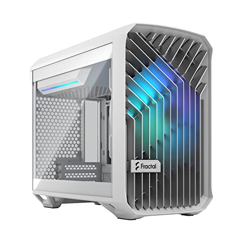Fractal Design Torrent Nano RGB White - Clear Tint Tempered Glass Side Panel - Open Grille for Maximum air Intake - 180mm RGB PWM Fan Included - Type C USB - mATX Airflow Mini Tower PC Gaming Case von Fractal Design