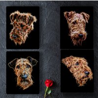 Airedale Terrier Aluminium Metall Wandtafel Mit Atemberaubendem Fraktal Kunst Design von FractalArtworks