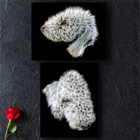 Bedlington Terrier Metall Wandrelief Mit Atemberaubendem Fraktal Kunst Design von FractalArtworks