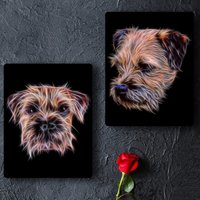 Border Terrier Metall Wandtafel Mit Atemberaubendem Fraktal Kunst Design von FractalArtworks