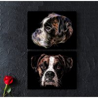 Boxer Hund Metall Wandteller Mit Atemberaubendem Fraktal Kunst Design von FractalArtworks