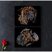 Brindle Bullmastiff Metall Wandrelief Mit Atemberaubendem Fraktal Kunst Design von FractalArtworks