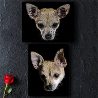 Creme Chihuahua Metall Wandrelief Mit Atemberaubendem Fraktal Kunst Design von FractalArtworks