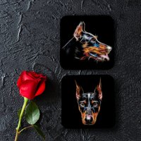 Dobermann Untersetzer, 2Er Set, Mit Atemberaubendem Fraktal Kunst Design von FractalArtworks