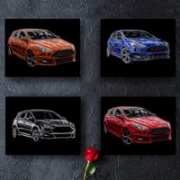 Ford Focus St Mk 3 Aluminium Metall Wandschild Mit Atemberaubendem Fraktal Kunst Design von FractalArtworks