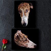 Gestromtes Und Weißes Windhund-Metallwandschild Mit Atemberaubendem Fraktalkunst-Design. Perfektes Geschenk Für Hundebesitzer von FractalArtworks