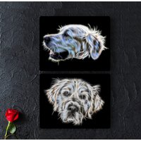 Golden Retriever Metall Wandschild Mit Atemberaubendem Fraktal Kunst Design. Hellcreme von FractalArtworks