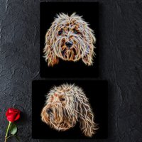 Goldener Labradoodle Metall Wandteller Mit Atemberaubendem Fraktal Design von FractalArtworks