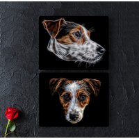 Jack Russel Metall Wandrelief Mit Atemberaubendem Fraktal Design von FractalArtworks