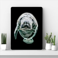 Manatee Metall Wandrelief Mit Atemberaubendem Fraktal Kunst Design von FractalArtworks