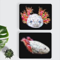 Pinkes Axolotl Aluminium Metall Wandbild Mit Atemberaubendem Fraktal Kunst Design von FractalArtworks