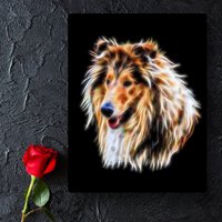 Rauer Collie Aluminium Metall Wandschild Mit Atemberaubendem Fraktal Kunst Design von FractalArtworks