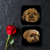 Rote Shih Tzu Untersetzer, 2Er Set, Mit Fractal Art Design, Perfektes Besitzer Geschenk von FractalArtworks