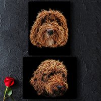 Roter Labradoodle Metall Wandteller Mit Atemberaubendem Fraktal Design von FractalArtworks