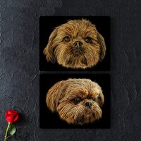 Roter Shih Tzu Metallwandteller Mit Atemberaubendem Fraktalkunst-Design von FractalArtworks