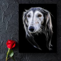 Saluki Aluminium Metall Wandtafel Mit Atemberaubendem Fraktal Kunst Design von FractalArtworks