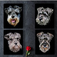 Schnauzer Metall Wandschild Mit Atemberaubendem Fraktal Design von FractalArtworks