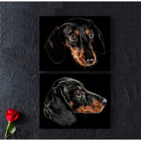 Schwarz Und Beige Dackel-Aluminium Metall Wandtafel Mit Atemberaubenden Fraktal Kunst Design von FractalArtworks