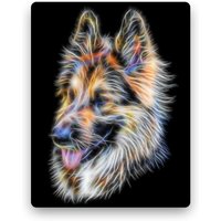 Schwarz Und Hellbrauner Langhaariger Schäferhund Metall Wandrelief von FractalArtworks