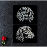 Schwarze Sprocker Spaniel Aluminium Metall Wandplakette Mit Fraktal Kunst Design von FractalArtworks