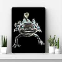 Schwarzes Axolotl Aluminium Metall Wandschild Mit Atemberaubendem Fraktal Kunst Design von FractalArtworks