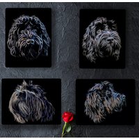 Schwarzes Cockapoo Metall Wandbild Mit Atemberaubendem Fraktal Kunst Design von FractalArtworks
