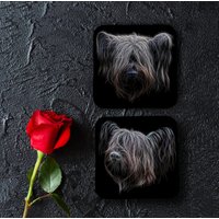 Skye Terrier Untersetzer, 2Er Set, Mit Atemberaubendem Fractal Art Design von FractalArtworks