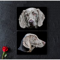 Weimaraner Aluminium Metall Wandtafel Mit Atemberaubendem Fraktal Kunst Design von FractalArtworks