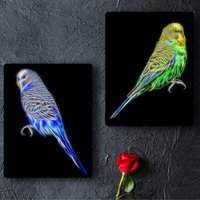 Wellensittich Metall Wandrelief Mit Atemberaubendem Fraktal Design. Blauer Oder Grüner von FractalArtworks