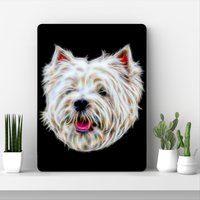 West Highland Terrier Metall Wandrelief Mit Atemberaubendem Fraktal Kunst Design von FractalArtworks
